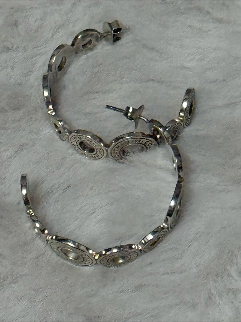 Coach Circular Logo Link Earrings in Silver - Picture 8 of 11